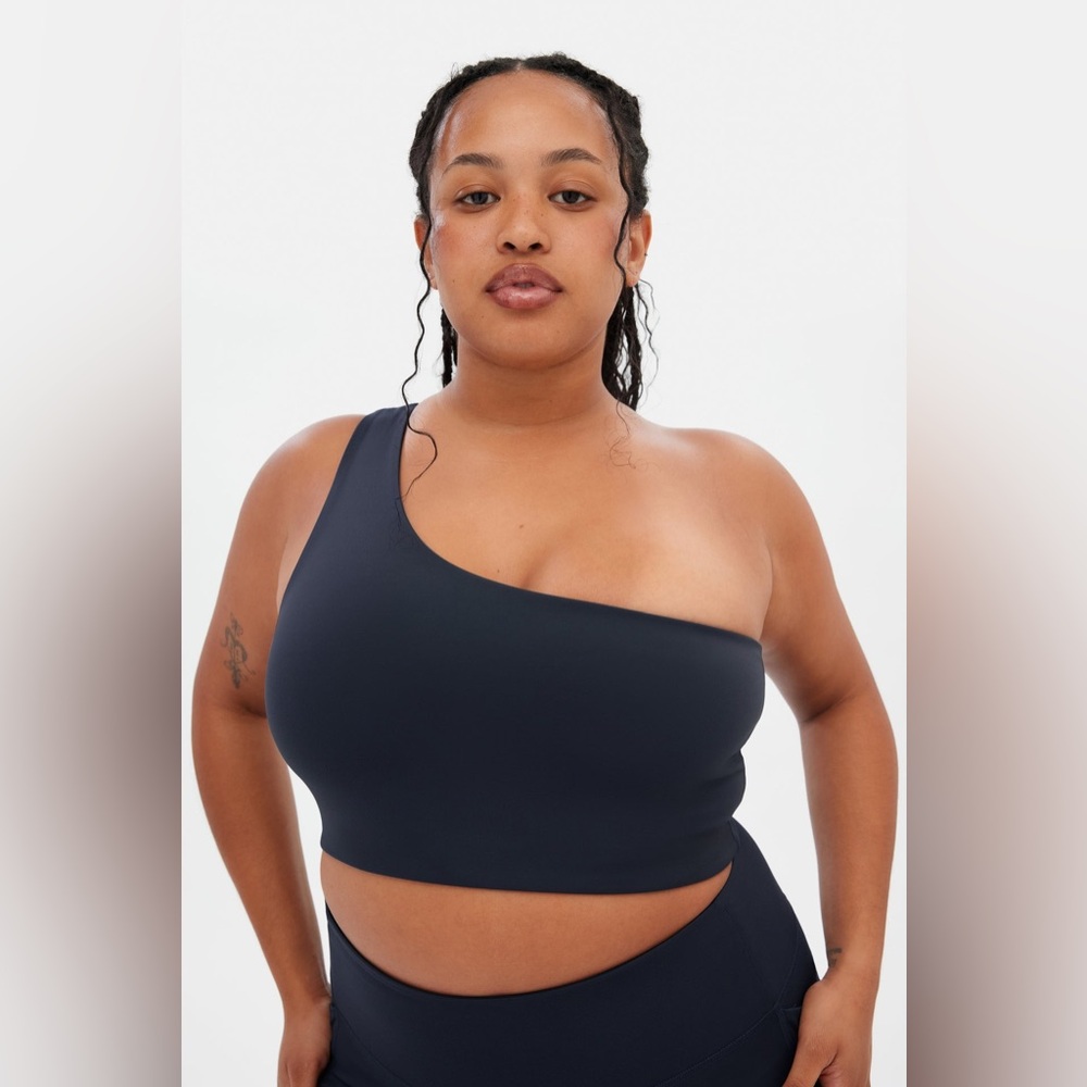 NWT Girlfriend Collective Skyline Bianca One Shoulder Bra navy women's xl active